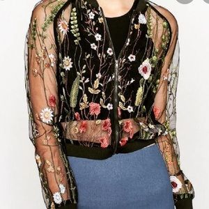 Embroidered Sheer Bomber LOVE LETTERS COLLECTION M